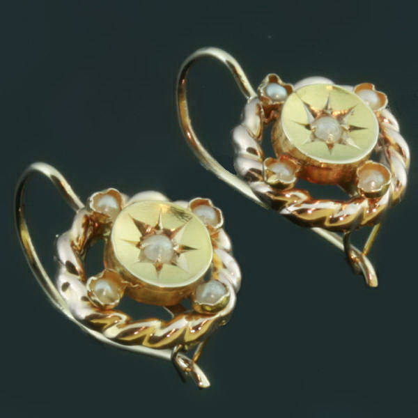 Charming Victorian earrings with half seed pearls